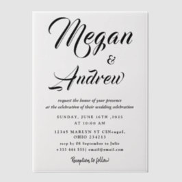 Einfache Schwarz-Weiß-Hochzeit Overlay-Vellum-Einl
