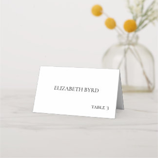 Einfache Schwarz-Weiß-Hochzeit Platzkarte