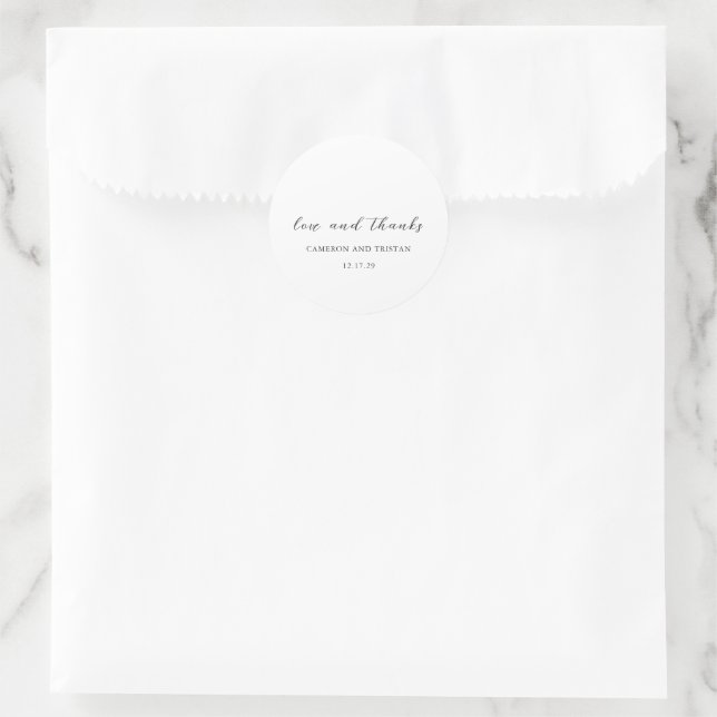 Einfache Schwarz-Weiß-Hochzeit Runder Aufkleber (Tasche)
