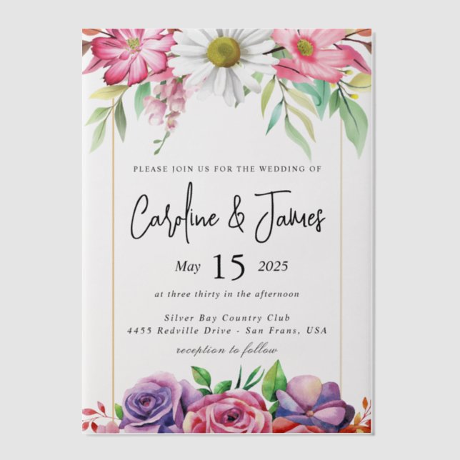 Einfache Schwarz-Weiß-Hochzeit Überlagerung Vellum (Vorderseite)