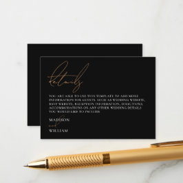 Einfache Schwarz-Weiß-Hochzeitsdetails Begleitkarte