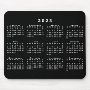 Einfache Schwarz-Weiß-Kalender 2023 Mousepad