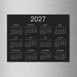 Einfache Schwarz-Weiß-Kalender 2025 Magnetkarte