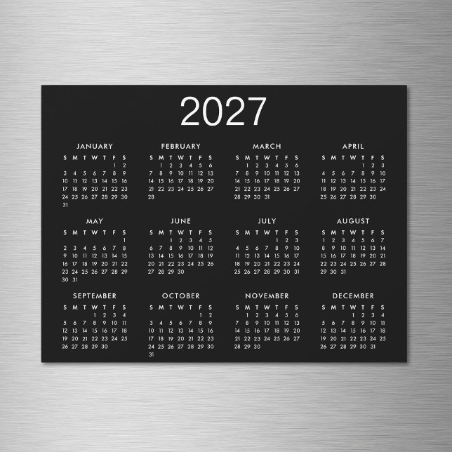Einfache Schwarz-Weiß-Kalender 2025 Magnetkarte (Von Creator hochgeladen)