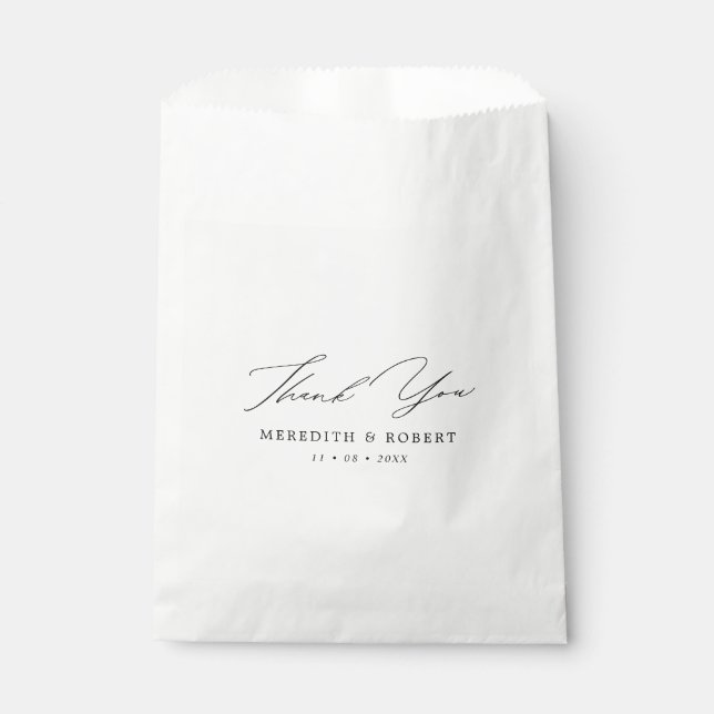 Einfache Schwarz-Weiß-Kalligrafie Hochzeit Vielen  Geschenktütchen (Vorderseite)