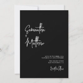 Einfache Schwarz-Weiß-Kalligrafie-Moody Wedding Einladung