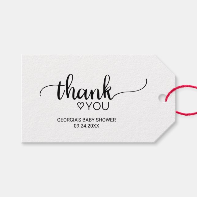 Einfache Schwarz-Weiß-Kalligraphie Vielen Dank Geschenkanhänger (Vorderseite (Horizontal))