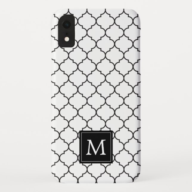 Einfache Schwarz/Weiß-Karokal-Monogramm Case-Mate iPhone Hülle (Rückseite)