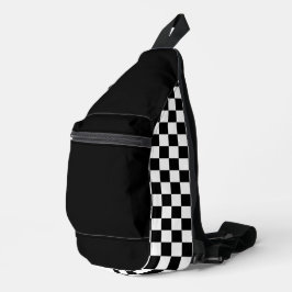 Einfache Schwarz-Weiß-Karton Crossbody Bag