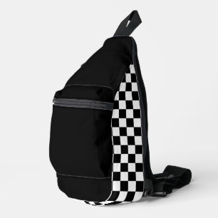 Einfache Schwarz-Weiß-Karton Crossbody Bag