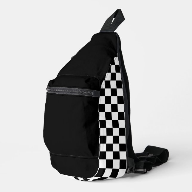 Einfache Schwarz-Weiß-Karton Crossbody Bag (Rechte Ecke)