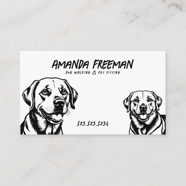 Einfache Schwarz-Weiß-Labrador Kunst, Dichtung und Visitenkarte (Vorderseite)