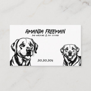 Einfache Schwarz-Weiß-Labrador-Kunst Hunde Spazier Visitenkarte