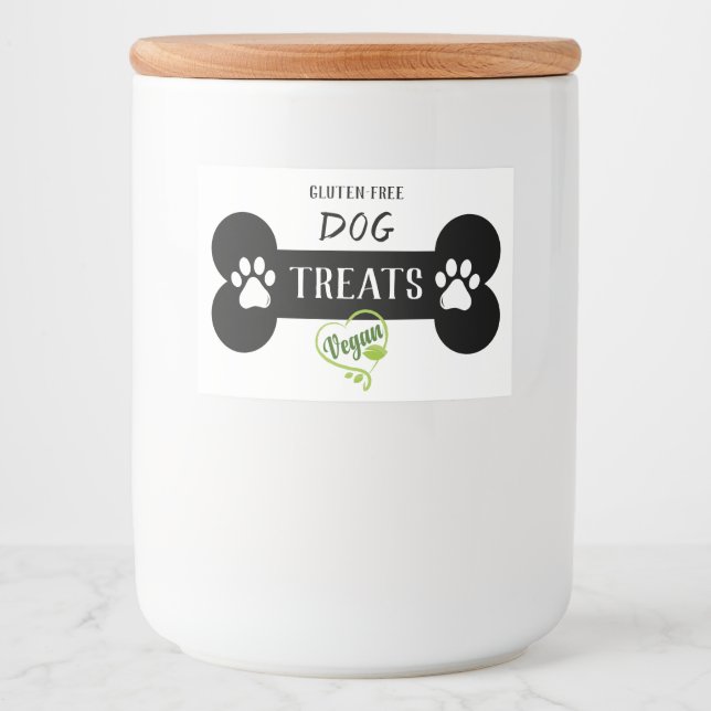 Einfache Schwarz-Weiß-Leckerei für Vegane Hunde Lebensmitteletikett (Vorderseite)