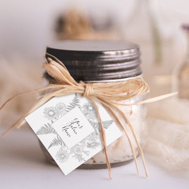 Einfache Schwarz-Weiß-Linie Gezeichnet Blume Blume Geschenkanhänger (Von Creator hochgeladen)