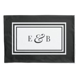 Einfache Schwarz-Weiß-Luxus Monogram-Initialen Kissenbezug