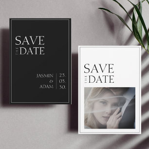 Einfache Schwarz-Weiß-Minimal-Foto-Hochzeit Save The Date