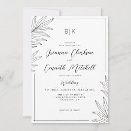 Einfache Schwarz-Weiß-Minimalistische Hochzeit Einladung