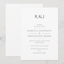 Einfache Schwarz-Weiß-Mit Monogramm Hochzeit