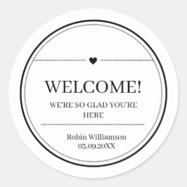 Einfache Schwarz-Weiß-Moderne Minimaler Empfang Runder Aufkleber