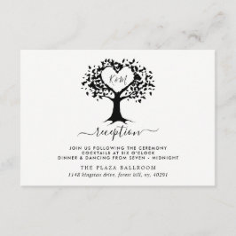 Einfache Schwarz-Weiß-Monogram-Herz-Hochzeit Begleitkarte