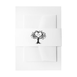 Einfache Schwarz-Weiß-Monogram-Herz-Hochzeit Einladungsbanderole