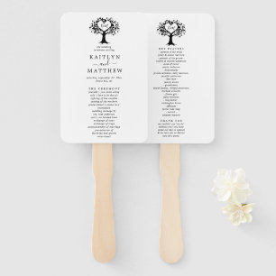 Einfache Schwarz-Weiß-Monogram-Herz-Hochzeit Fächer