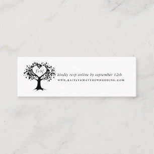 Einfache Schwarz-Weiß-Monogram-Herz-Hochzeit Mini Visitenkarte