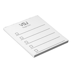 Einfache Schwarz-Weiß-Monogramm-Checkliste Dinge z Notizblock