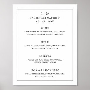 Einfache Schwarz-Weiß-Monogramm-Elegante Hochzeit Poster