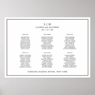 Einfache Schwarz-Weiß-Monogramm-Elegante Hochzeit Poster