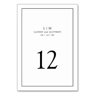 Einfache Schwarz-Weiß-Monogramm-Elegante Hochzeit Tischnummer
