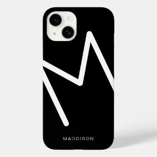 Einfache Schwarz-Weiß-Monogramm Fett dünner Schrif Case-Mate iPhone 14 Hülle