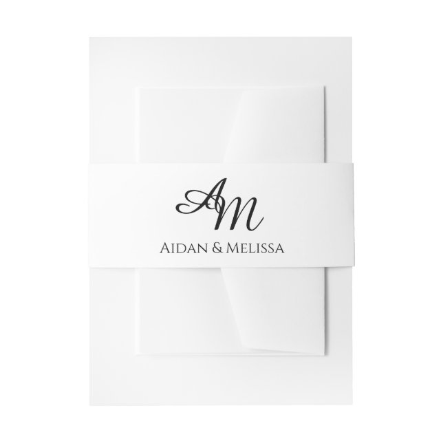 Einfache Schwarz-Weiß-Monogramm-Hochzeit Einladungsbanderole (Vorderseite Beispiel)