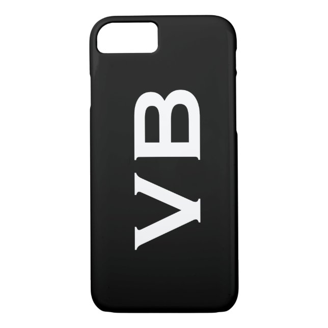 Einfache Schwarz-Weiß-Monogramm-Horizontal Case-Mate iPhone Hülle (Rückseite)