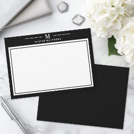 Einfache Schwarz-Weiß-Monogramm-Korrespondenz Mitteilungskarte