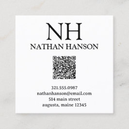 Einfache Schwarz-Weiß-Monogramm modern Quadratische Visitenkarte