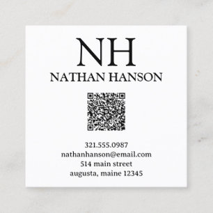 Einfache Schwarz-Weiß-Monogramm modern Quadratische Visitenkarte