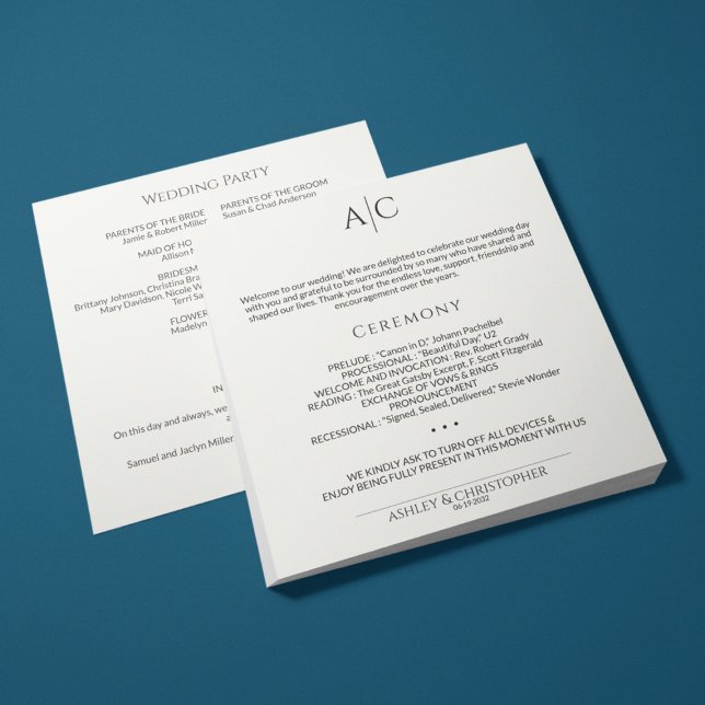 Einfache Schwarz-Weiß-Monographie-Hochzeit Programm (Von Creator hochgeladen)