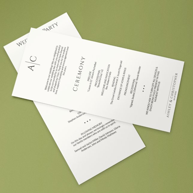 Einfache Schwarz-Weiß-Monographie-Hochzeit Programm (Von Creator hochgeladen)