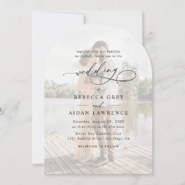 Einfache Schwarz-Weiß-Overlay-Foto-Hochzeit Einladung