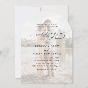 Einfache Schwarz-Weiß-Overlay-Foto-Hochzeit Einladung