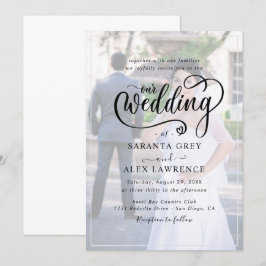 Einfache Schwarz-Weiß-Overlay-Foto-Hochzeit Einladung