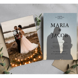 Einfache Schwarz-Weiß-Overlay-Foto-Hochzeit Einladung