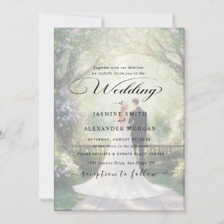 Einfache Schwarz-Weiß-Overlay-Foto-Hochzeit Einladung