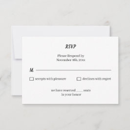 Einfache Schwarz-Weiß-Personalisierte Hochzeit RSVP Karte