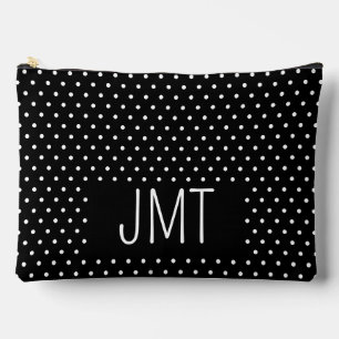 Einfache Schwarz-Weiß-Punkte-Monogramm Zubehörtasche