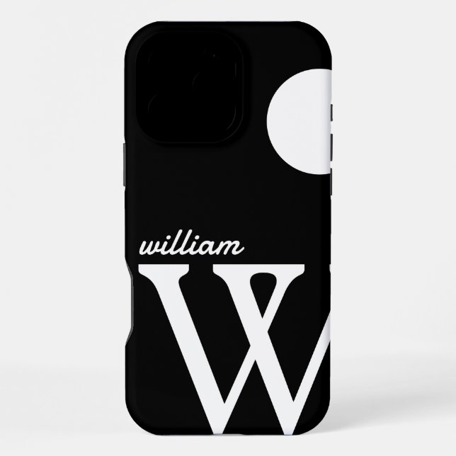 Einfache Schwarz-Weiß-Riesenmonogramm iPhone 16 Pro Max Hülle (Rückseite)
