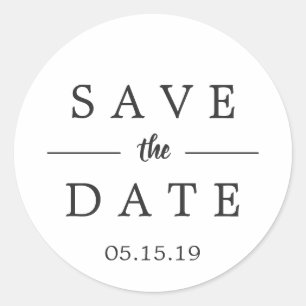 Einfache Schwarz-Weiß-Save the Date Hochzeit Runder Aufkleber