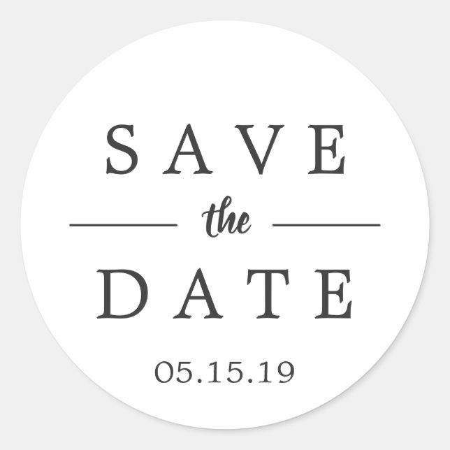 Einfache Schwarz-Weiß-Save the Date Hochzeit Runder Aufkleber (Vorderseite)